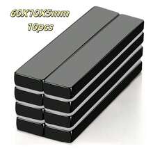 4/10pcs F60X10X5mm Large Black Epoxy Coated Neodymium Bar Magnets - Superior Waterproof, Wear-Resistant, And High-Performance Rare Earth Magnets With Double-Sided Adhesive - Ideal For Tools, Kitchen, Office, Garage - Black - View 8