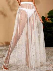Rochie de petrecere pentru club de noapte, la modă europeană și americană, fustă lungă sexy transparentă, fuste versatile pentru petrecere