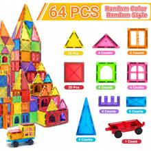 Magnetic Blocks, 40/64/100PCS Building Blocks, Magnets Building Set, STEM Construction Stacking Blocks & Montessori Learning Toy Gift For Kids 3+ Boys And Girls Preschool Kindergarden Toy, Mix Colors - Multicolor - View 15
