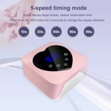 Lámpara de uñas UV LED inalámbrica con 2 limas, doble fuente de luz UV/LED, recordatorio inteligente de bajo consumo, 5 temporizadores, control táctil y sensor automático, secado rápido (rosa)