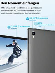 Relndoo 安卓14平板电脑，带键盘，10英寸平板电脑，8GB RAM+64GB ROM，二合一平板电脑，含保护套、鼠标、手写笔，支持802.11n 2.4G/5G无线网络，5MP+8MP双摄像头，1280*800像素高清触摸屏，8000mAh电池，经认证可用于在线课程、工作、娱乐，是圣诞礼物的理想之选（不含适配器） - 複色 - 查看 6