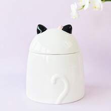 Halloween Cute Black Cat's Ears Shaped Moisture-Proof Sealed Tank, Ceramic Pot Miscellaneous Grain Storage, Candy Cookies Jar/Dish,Dining Room Table Decoration,Ceramic Decorative Canister Storage ,Home Decor - Multicolor - View 10
