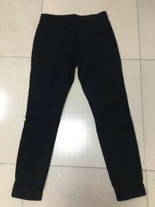 Męskie modne elastyczne jeansy z zamkiem błyskawicznym Street Ripped Distressed Skinny Jeans