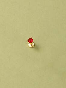 1 Pc Red Gemstones 925 Sterling Silver Earring For Women Vintage Flat Back Minimalist Wedding Party Bridal Jewelry Fine Jewelry - Gold - View 8