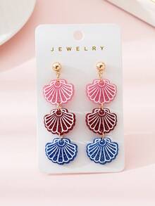 1 Pair Colorful Shell Design Fashion Jewelry Earrings For Women, Perfect Accessory For Beach Vacation & Party - Multicolor - View 2