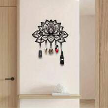 1pc Metal Wall Mounted Hanger Rack,Plants And Flowers Design Modern Decorative Coat Rack, Wall Hanging Storage Rack Hook, Home Bedroom Wall Decor Aesthetic Room Decor,Christmas