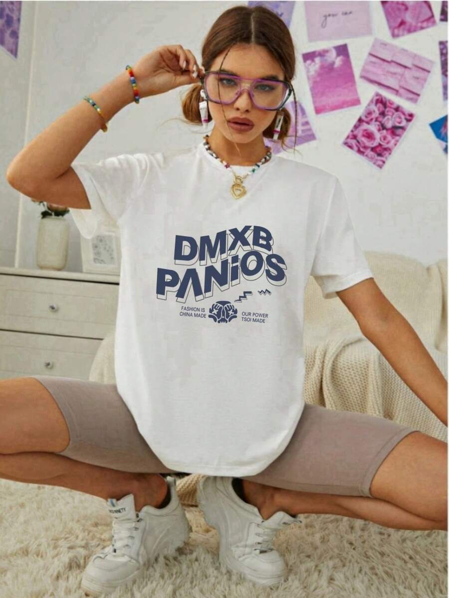 DGCC Printed T-Shirt With Urban-Style Text And Graphics - White - View 1