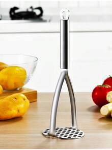 Potato Masher,Heavy Duty Stainless Steel Kitchen Steel Potato Masher,Mashed Potatoes, Vegetables And Fruits. - White - View 6