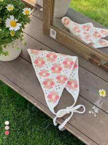 1 Stück französischer Dopamin-Ditsy-Blumenmuster-Bandana-Haarreif, ländlicher Sommerstil Kopftuch für Frauen, ästhetischer kleiner Gänseblümchen Haaraccessoire für Strandfotoshootings, Frühling/Herbst, Haaraccessoire