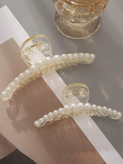 3 件复古珍珠发夹，甜美韩式优雅爪夹