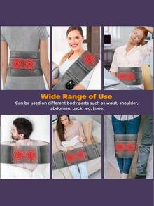 HYUNDAI 现代电动振动按摩腰带，加热按摩垫，腰部按摩器，电动振动按摩腰带，可充电电动腰带，3种按摩模式和3档加热，快速高效的背部和腰部加热器 - 灰色 - 查看 3