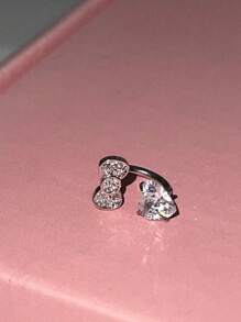 Anneau en acier au titane sans allergie en forme de nœud papillon amour. Anneau de piercing en os de cheval délicat avec zircone cubique artificiel. Boucles d'oreilles Punkgoth Y2K pour filles
