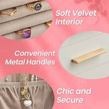 SONGMICS 360° Rotating Jewelry Box, Jewelry Organizer, 5-Drawer Jewelry Storage Case With Glass Window, Vertical Design, Open And Spacious - Mây Trắng - Xem 3