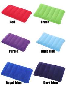 Travesseiro de viagem inflável em formato de U - Suporte de pescoço macio e durável para carro e avião, multicolorido, material não tecido, ideal para conforto do pescoço em movimento, - Suporte de pescoço em formato de U para carro e avião, material de PVC macio e flocado, para estudantes de acampamento ao ar livre, acessório de viagem, fácil de transportar, para uso em avião, carro e poltrona reclinável doméstica, lavar somente à mão (você pode soprar sozinho)