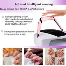 Lámpara UV recargable de 96 W con 2 limas de uñas, lámpara LED inalámbrica con asa portátil, lámpara UV de curado profesional para esmalte de uñas en gel, sensor infrarrojo automático y 4 temporizadores, batería de litio integrada de 15600 mAh, 3 horas de carga, 10 horas de uso.