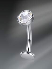 CIZME Floating Titanium Belly Button Rings Hypoallergenic G23 Titanium Internally Threaded Belly Ring 14G Belly Piercings For Women Navel Piercings Jewelry, Floating Belly Button Ring For Women Hypoallergenic F136 Belly Rings Internally Threaded CZ Opal 10mm Bar Navel Barbell Flat Back Belly Piercing 10MM Silver