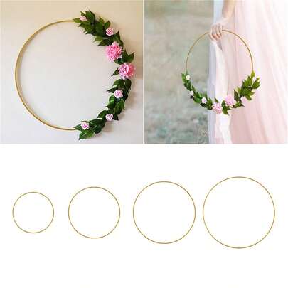 20-35cm Metal Flower Wreath Round Frame, DIY Floral Wreath Hanging Decor For Spring Wedding Party Decoration