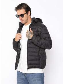 GominhoSimpleCasua LMohair ZipperPocket Gominho Puff Jacket - Black - View 4