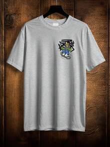 Men's Skater T-Shirt Oversized Cotton Short Sleeve Casual - Xám - Xem 2