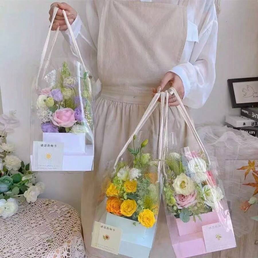1/3/5 piezas Caja portadora de flores, Caja de embalaje de ramos, Caja transparente para arreglar flores, Caja de regalo floral DIY, Decoración de escritorio, Regalo, Regalo de cumpleaños, Regalo de boda, Regalo del Día de San Valentín, Regalo del Día de la Madre