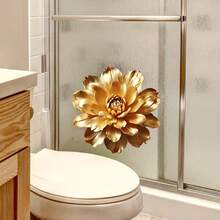 1pc Flower Decorative Toilet Sticker, Bi-Color Gold & White, Multi-Styles Available, Suitable For Various Scenarios Stickers Personalised Stickers - Color - View 12