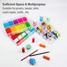7 capas Contenedor de almacenamiento apilable, 70 compartimentos ajustables (Blanco) Perfecto para juguetes de niños, manualidades, joyas, suministros, incluye mini y pegatinas de letras - Blanco - Ver 4