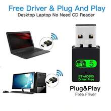 2 IN 1 USB WiFi Bluetooth Adapter 600Mbps 2.4G/5GHz Dual Band Wi-Fi 5 Dongle High-Speed Wireless Network Card Receiver Laptop PC
