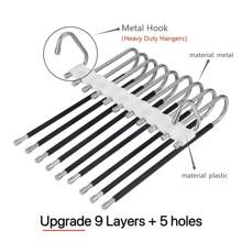 1 pezzo di appendiabiti salva-spazio a 9 strati in metallo, organizer per armadio in acciaio inossidabile a forma di S antiscivolo con ganci per leggings e pantaloni, accessorio per armadio | Appendiabiti stabile per indumenti | Appendini robusti in metallo