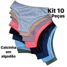 Kit 10 Calcinha Em Algodão Tanga Conforto
