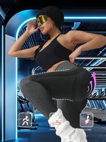 1 pezzo Leggings sportivi per donna, in vita alta e senza cuciture, con controllo della pancia, per fitness