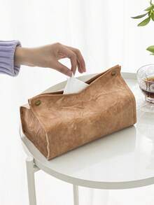 1 pieza Caja de pañuelos de color liso con pliegues, soporte vertical para rollo de papel de cocina para uso diario en dormitorio, sala de estar, comedor, baño, caja de pañuelos a prueba de agua, caja de pañuelos suave y creativa, apta para pañuelos de 21*11*7cm - Multicolor - Ver 17