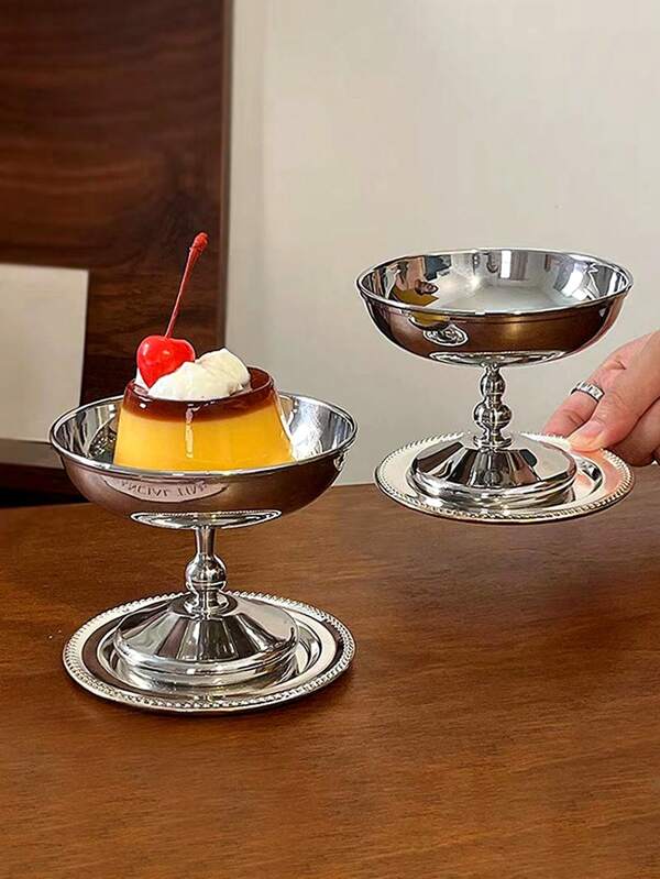 1pc Stainless Steel Tall Pudding Cup, Dessert Cup, Ice Cream, Jelly Bowl, Ins-Worthy High-Quality Ice Cream Cup