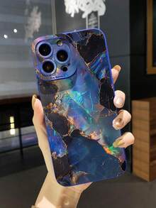 蓝色手机壳 1个装 蓝色大理石纹防震手机壳 兼容苹果/三星/Infinix/红米/OPPO/vivo/realme 防水防摔防刮 - 藍色 - 查看 3