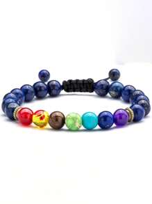 1 Stück Geflochtenes Seil Armband für Herren, 8mm Lavastein Perlen Chakra Armband, geflochtenes Seil Armband mit Naturstein, Yoga Armband, Meditation Schmuck