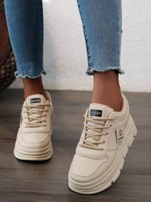 Nuevas zapatillas de lona de unicolor con suela gruesa para mujeres, cómodas zapatillas de plataforma casual, adecuadas para otoño 2025