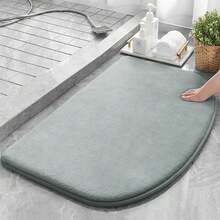 1pc Minimalist Rounded Edge Machine Washable High Rebound Memory Foam Entrance Mat, Absorbent Anti-Slip Bathroom Floor Mat - Light Grey - View 13