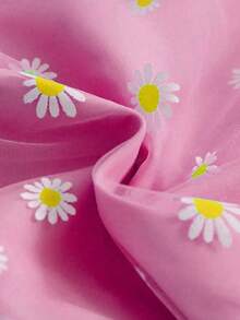 Charming Girls Pale Blue Daisy Mesh Layered Dress - Elegant Ruffled Hem, Machine Washable - Perfect For Summer Parties And Casual Outfitting - Pink - View 4