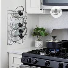 1 pièce Organisateur de couvercles de casserole suspendu en métal , Étagère de rangement murale à plusieurs niveaux pour casseroles et couvercles, Accessoire de cuisine gain de place pour la maison et les restaurants