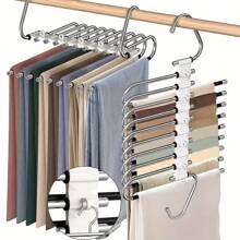 1 pezzo di appendiabiti salva-spazio a 9 strati in metallo, organizer per armadio in acciaio inossidabile a forma di S antiscivolo con ganci per leggings e pantaloni, accessorio per armadio | Appendiabiti stabile per indumenti | Appendini robusti in metallo