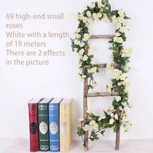 2.5m/1.8m Artificial Rose Vine, Suitable For Wedding Wreaths, White & Pink, Home Room Wedding Decor, Silk Artificial Rose Vine (Relatively Smaller Flowers) - Multicolor - View 14