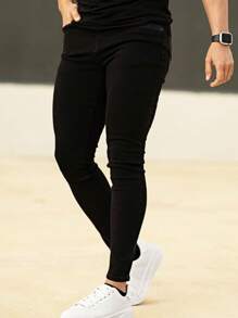 Men's Slim Fit Blue Ripped Stretch Denim Jeans