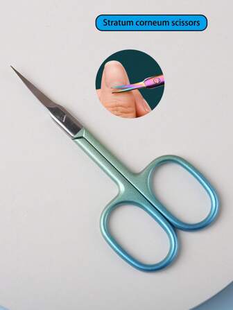 1pc Rainbow Colored Stainless Steel Multipurpose Scissors For Trimming Cuticles, Ingrown Nail Care Tool Suitable For Men & Women