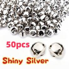 50pcs Small Jingle Bells,Pets Outdoor Bells And Bronze Metal Bells, Horse Tack, Dog Bells, Loud Animal Copper Bells For Horses, Cattle, Sheep And Cats Dogs, Holiday Birthday Party Outings, Anti-Theft Accessories With 0.2" Hanging Ring, Thickened Holiday Bells, 38mm Vintage Open Bells, Pet Collar Bells