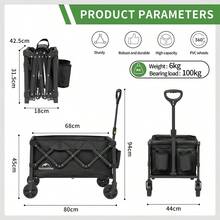 Naturehike Lightweight Compact Foldable Handcart, Suitable For Outdoor Camping, Grocery Shopping - Black - View 5