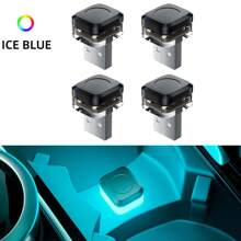 4 Peças Luz Ambiente de Carro LED USB Mini Colorida, Luz Decorativa de Atmosfera, Luz de Emergência, Acessórios Automotivos