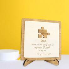 Mother's Day Photo Frame Wooden Decorations Puzzle Letter Photo Frame Father's Day Indoor Decor Desktop Decor Present - Dad - View 3