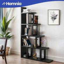 5 Tier Bookshelf L-Shape Ladder Shelf Corner Bookcase Freestanding Rack Display - 1 - View 1