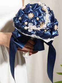 1PC Wedding Bouquet For Bride Romantic Wedding Rose Bride 's BouquetArtifical Rose Posy With Satin Jeweled Bouquet Bridesmaid Holding Flowers Wedding Bouquets