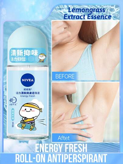 Desodorante antitranspirante en roll-on con aroma a limón fresco, con esencia de extracto de hierba limón, para refrescamiento y luminosidad de la piel, de larga duración para protección de olores, adecuado para diversas ocasiones (50ML/1.76Fl Oz)