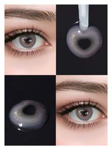 Lalens Lentes de contacto de color rosa en forma de corazón Lalens Sweet Heart, de uso semestral, para ojos marrones oscuros. Lentes de contacto de color azul natural, de uso semestral, para ojos marrones claros. Lentes de contacto de color gris, de uso diario, de 6 meses de duración, para embellecer los ojos. Dos piezas de lentes de contacto de color suaves en un solo paquete.